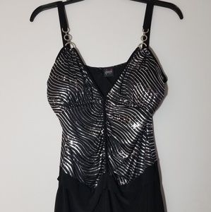 Silver and Black Night Out Top